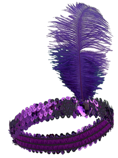 Mor Renk Tüylü Çarliston Saç Bandı