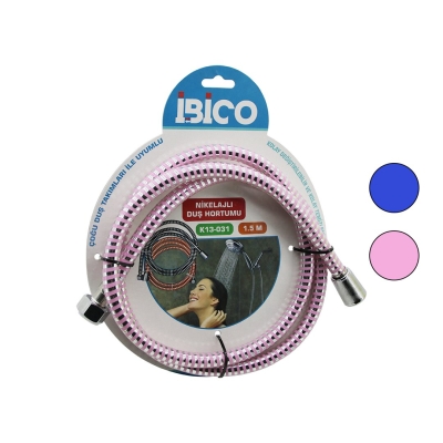 NİKELAJLI RENKLİ PLASTİK DUŞ HORTUMU ANTİ TWİST=DOLANMAZ-KIVRILMAZ-KOPMAZ 1.5MTKARTELALI