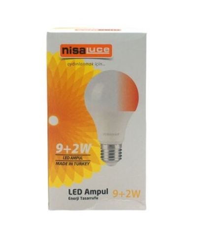 NİSALUCE EAMP-074/BK 9+2W E27 BEYAZ-KIRMIZI LED AMPUL