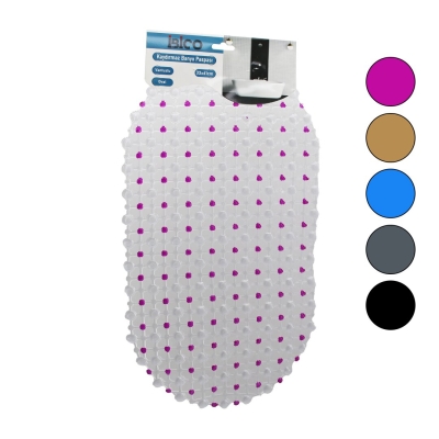 OVAL - EKO PVC +VANTUZ DESEN - ŞEFFAF RENKLİ 122PCS VANTUZ KAYDIRMAZ BANYO - KÜVET PASPAS 33X61CM