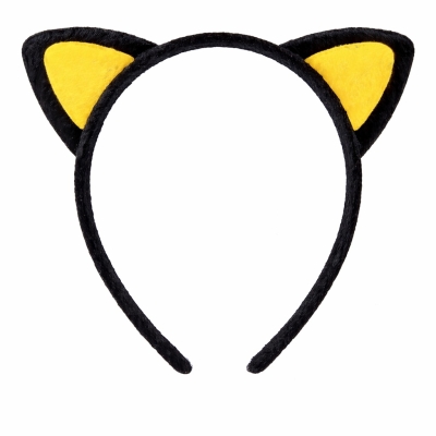 Peluş Kedi Kulak Taç Sarı Siyah – Çocuk Parti &amp;amp; Kostüm Tacı