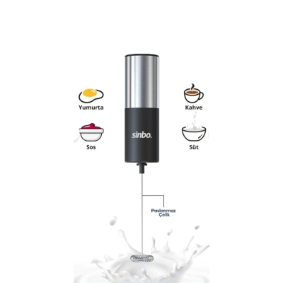 PİLLİ SÜT KÖPÜRTÜCÜ - KARIŞTIRICI MİNİ MİKSER SÜT - KAHVE - SOS - YUMURTA STO-6727