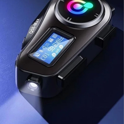 Q58 Motorsikletler İçin Fener Özellikli SD Kart Bölümlü LCD Ekranlı Kablosuz Bluetooth Kulaklıklı – Suya Dayanıklı Kask Kulaklığı