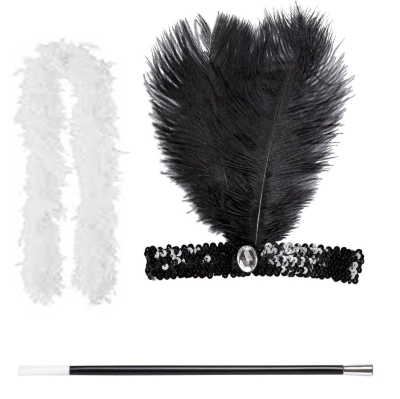 Retro Charliston Otrişli Aksesuar Seti ? 20'ler 90'lar Gatsby Kostüm Seti