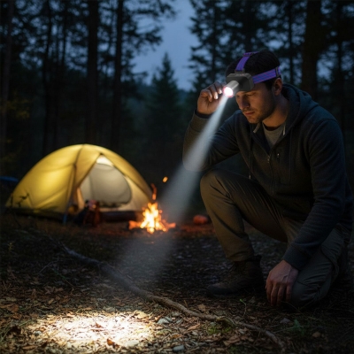 ŞARJLI 30W KAFA LAMBASI FENER 1 LED USB - TYPE-C KADEME IŞIK AYARI - FLAŞÖR