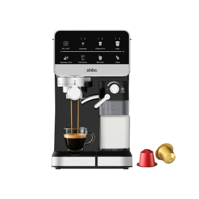 SİYAH ESPRESSO KAHVE MAKİNESİ 7 FARKLI KAHVE 1.5LT SU HAZNE - 500ML SÜT HAZNE SCM-2996