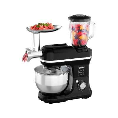 SİYAH STANDLI MİKSER - BLENDER SETİ 3IN1 KIYMA MAK. APARATI 5 KADEM. HIZ AYAR 4.5LT HAZNE - 1.5LT BLENDER 1500W