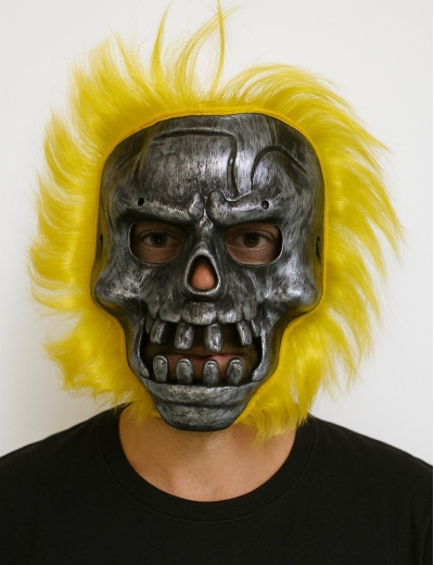 Wild Skull - Metal Kafatası Sarı Saçlı İskelet Maske