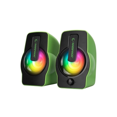 YEŞİL - RGB IŞIKLI 1+1 HOPARLÖR SPEAKAER SET USB KABLO 2.0 MULTİMEDYA - 6W