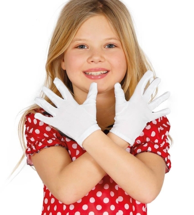 Beyaz Renk Çocuk Boy Likralı Pandomim Eldiveni
