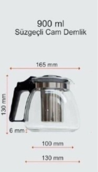 CAM DEMLİK 900ML - SİYAH VEYA BEYAZ GÖNDERİLİR