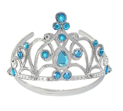 Mavi Taşlı Elsa Çocuk Tacı Prenses Tacı Kraliçe Tacı 16x14 cm