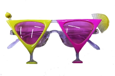 Sarı Pembe Renk Martini Parti Gözlüğü