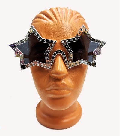 Yıldız Şekilli Parlak Metalize Parti Gözlüğü Gümüş Renk 16X7 cm