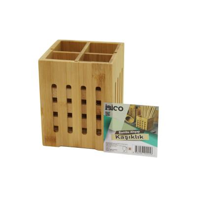 4 BÖLMELİ  BÜYÜK - PENCERELİ  KARE=11X11CM  AHŞAP BAMBU KAŞIKLIK ORGANİZER