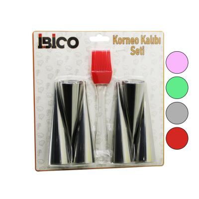 7PCS 6-KORNEO KALIP - 1-SİLİKON FIRÇA PASTA DEKORASYON SETİ ÇAP:3.4CM X UZUNLUK:12CM