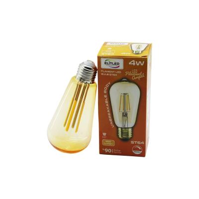 ELİTLED ST-64 4W - E27 GOLD COLOR FLAMENT LED RUSTİK AMPUL 500LUMEN KIRILMAZ GÖVDE