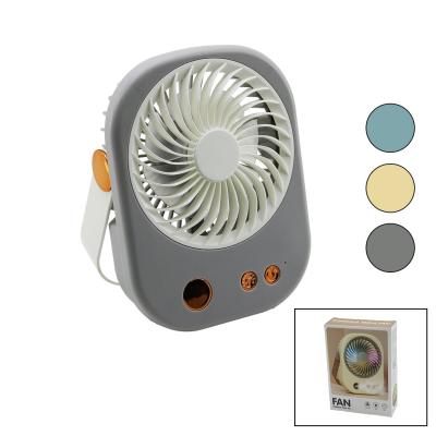 IŞIKLI MİNİ FAN MASA ÜSTÜ USB ŞARJLI 2İN1 KULP=TAŞIMA - DURUŞ 3 KADEME HIZ 15.5X12CM BJJ-565