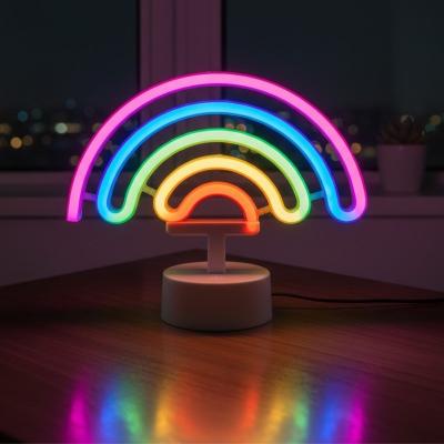 Plastik Gökkuşağı Neon LED Işık – Dekoratif Renkli Masaüstü ve Ambiyans Aydınlatması