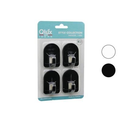 QLUX L-00950 4PCS DOME ASKI NO-2 KUBBELİ - SİYAH - BEYAZ - PLASTİK ASKI YAPIŞKANLI MONTAJ