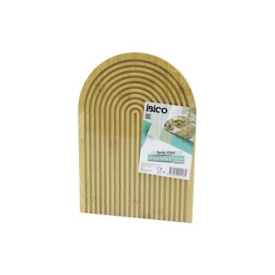 YARIM DAİRE  ÇİFT TARAFLI=DÜZ - KANALLI AHŞAP BAMBU SUNUM TEPSİ 22X32CM